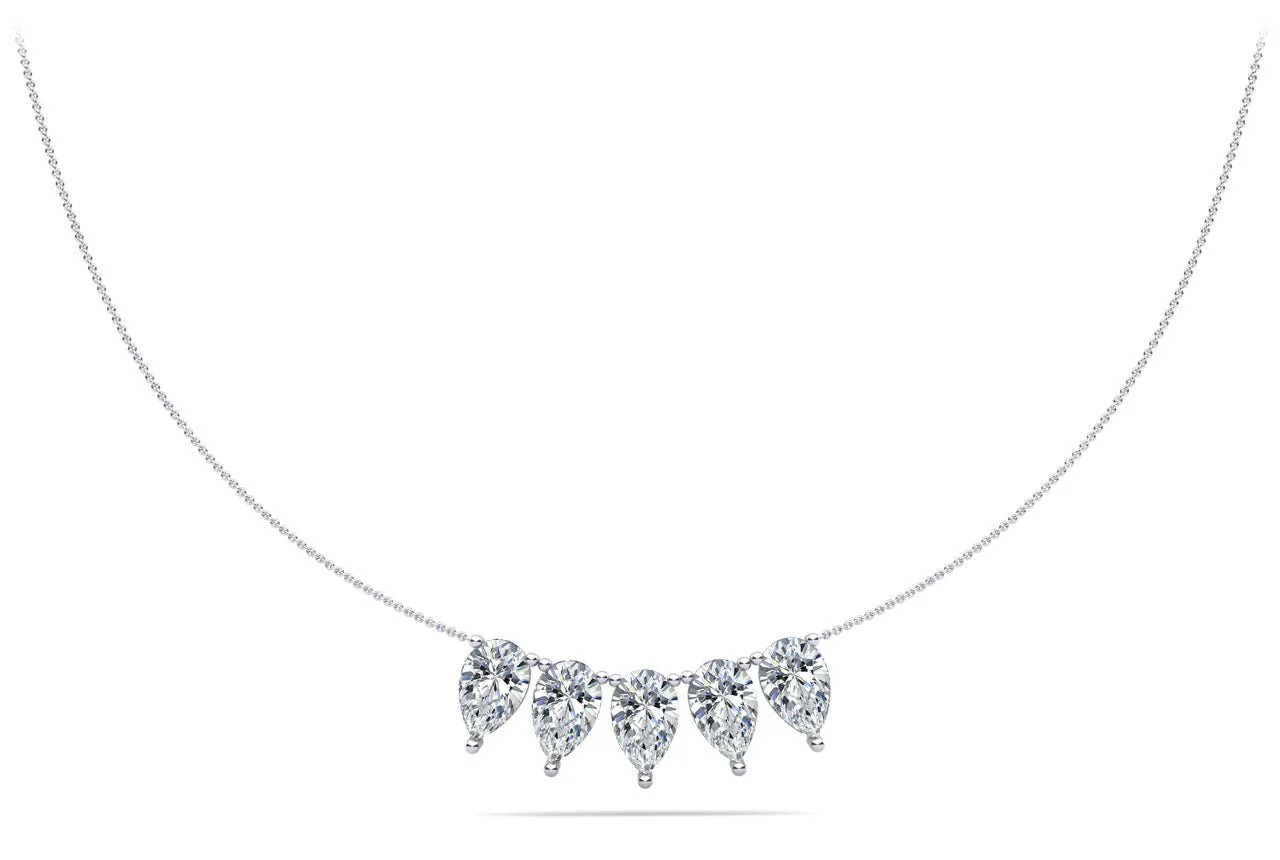 Five Stone Pear Shape Lab-Grown Diamond Necklace with 7.50 ct.(finished) 10x6.5mm