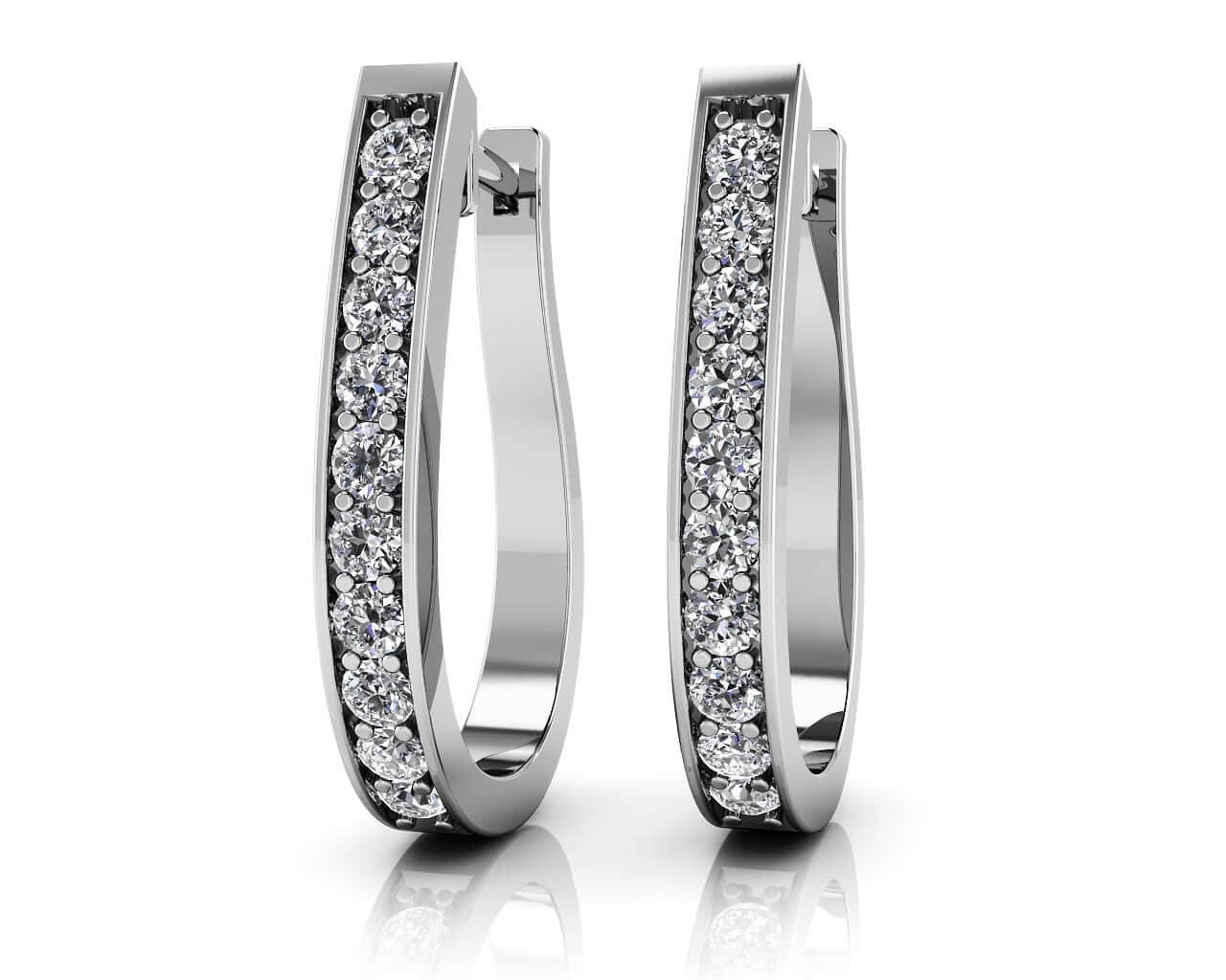 Flame Shaped Diamond Hoop Earrings with 0.18 ct.(finished) 1.2mm