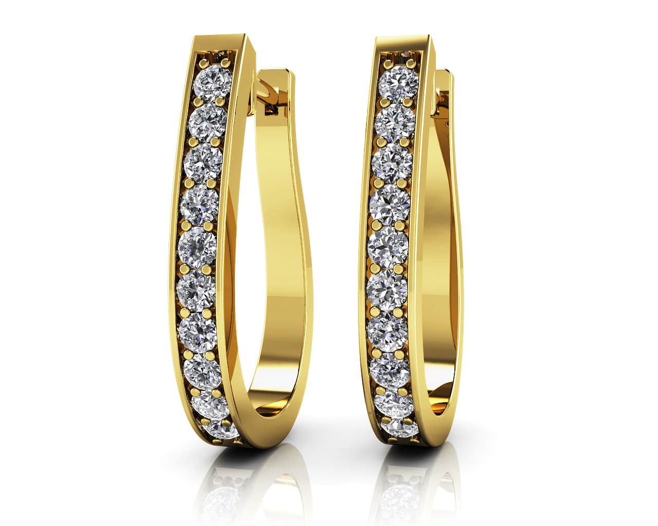 Flame Shaped Diamond Hoop Earrings with 0.50 ct.(finished) 1.8mm - Image 2