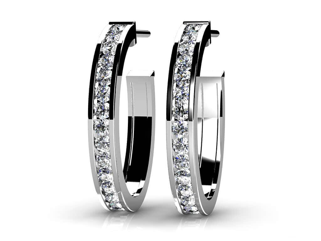 Floating Diamond Hoop Earrings with 0.75 ct.(finished) 1.4mm