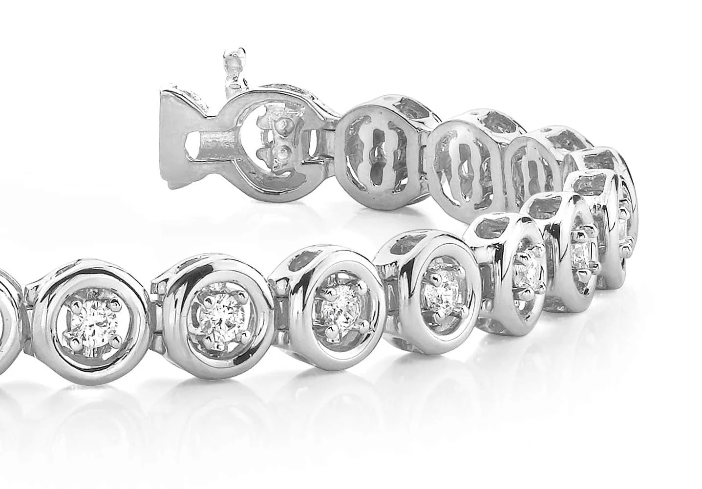 Floating Diamond Round Link Diamond Bracelet with 2.86 ct.(finished) 3.25mm