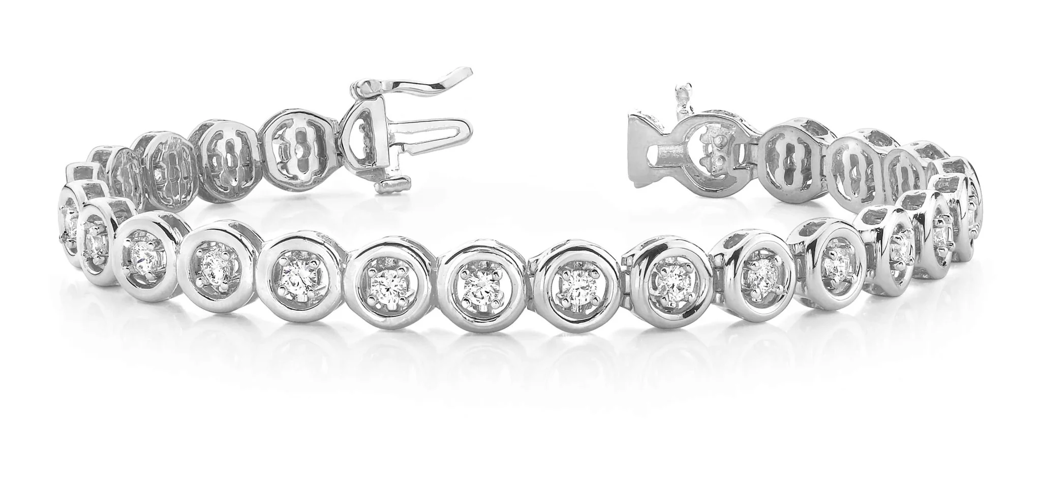 Floating Diamond Round Link Diamond Bracelet with 2.86 ct.(finished) 3.25mm - Image 4