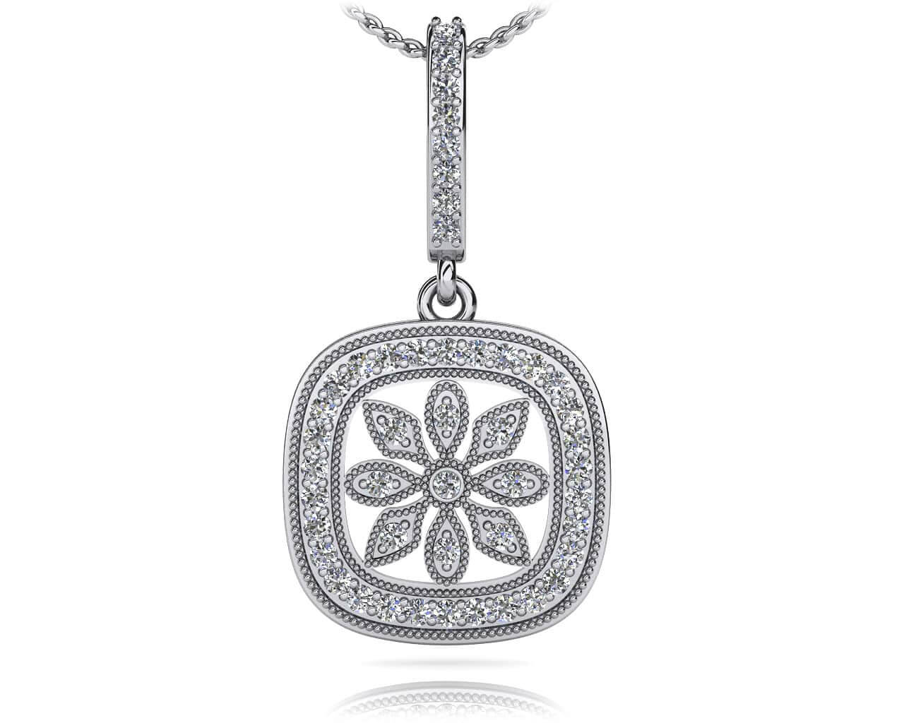 Floral Diamond Drop Pendant with 0.47 ct.(finished) 1.3mm