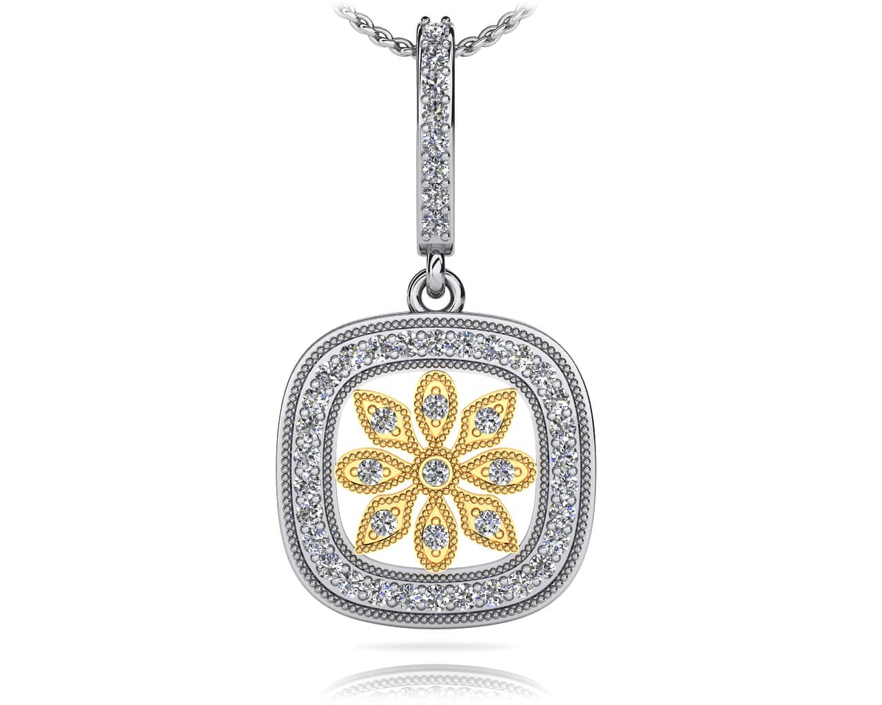 Floral Diamond Drop Pendant with 0.47 ct.(finished) 1.3mm - Image 2