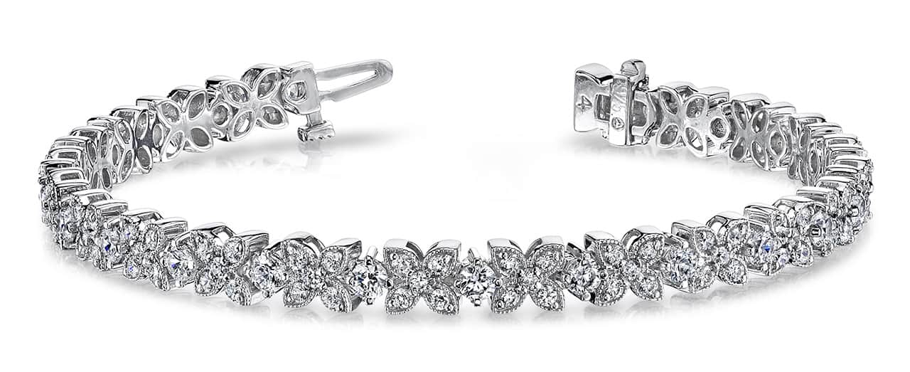 Flower Diamond Bracelet with 3.15 ct.(finished) 1.4mm, 1.5mm, 2.5mm - Image 5