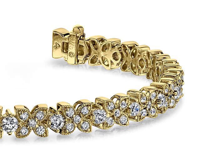Flower Diamond Bracelet with 4.16 ct.(finished) 1.6mm, 1.7mm, 3mm - Image 2