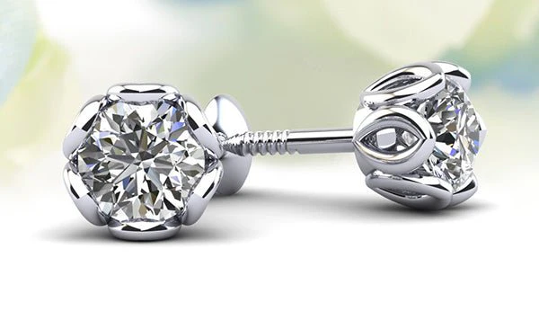 Flower Petal Diamond Stud Earrings with 0.50 ct.(finished) 4mm - Image 3