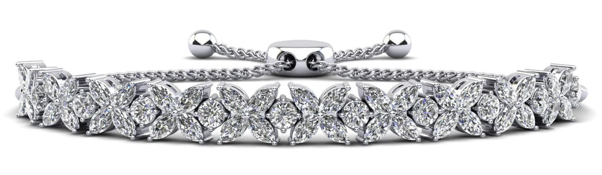 Flowers of Marquise Diamond Adjustable Diamond Bracelet with 5.26 ct.(finished) 4x2mm, 2.8mm