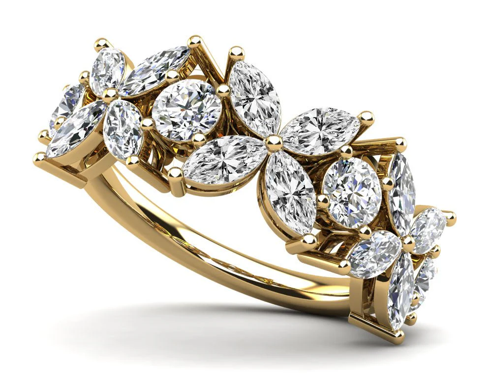 Flowers of Marquise Diamond Anniversary Diamond Ring with 2.38 ct.(finished) 4x2mm, 3.2mm - Image 2