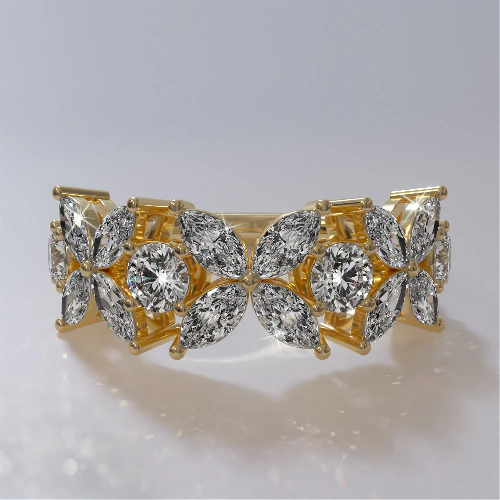 Flowers of Marquise Diamond Anniversary Diamond Ring with 3.23 ct.(finished) 5x3mm, 3.8mm - Image 4