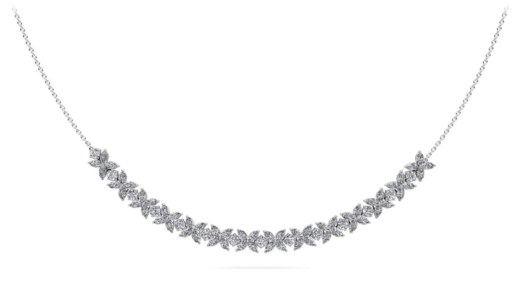 Flowers of Marquise Diamond Lab-Grown Diamond Necklace with 9.50 ct.(finished) 4.75x3mm, 3.4mm