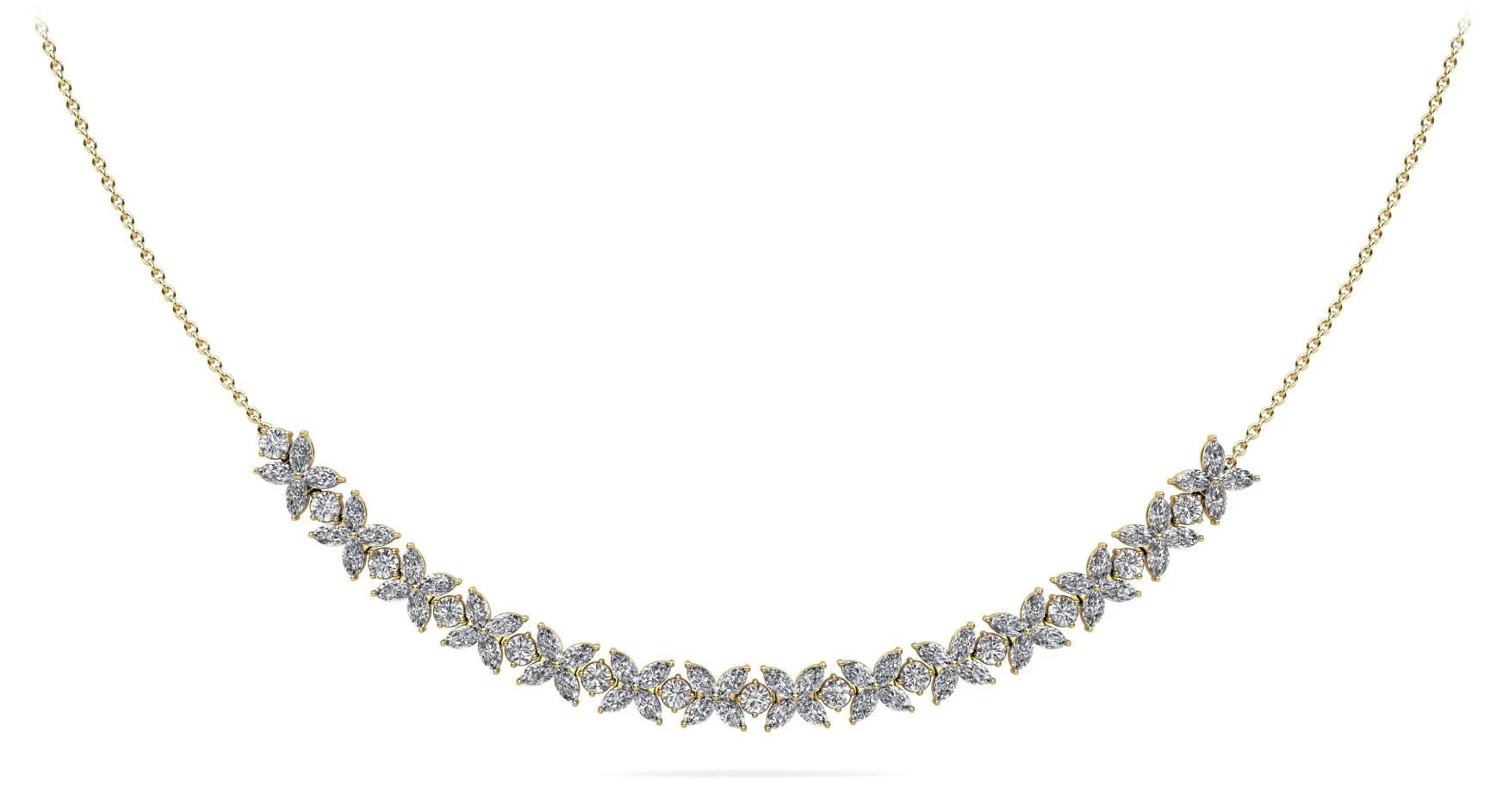 Flowers of Marquise Diamond Lab-Grown Diamond Necklace with 9.50 ct.(finished) 4.75x3mm, 3.4mm - Image 2