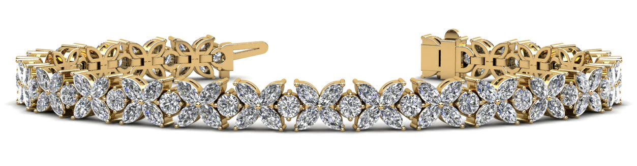 Flowers of Marquise Diamond Tennis Diamond Bracelet with 12.10 ct.(finished) 4x2mm, 2.8mm - Image 2