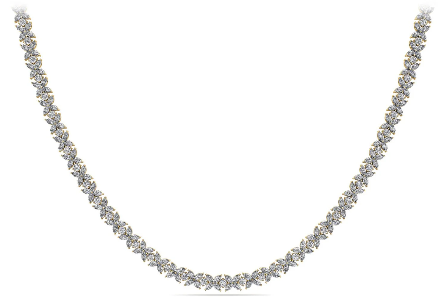 Flowers of Marquise Diamond Tennis Diamond Necklace with 28.40 ct.(finished) 4x2mm, 2.8mm - Image 2