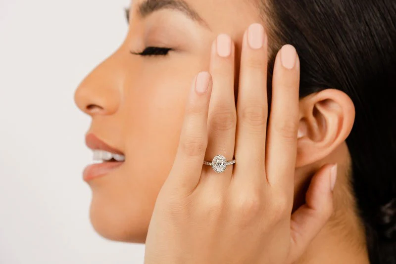 Forever Love Oval Diamond And Halo Ring Lab-Grown Diamond  with 2.13 ct. (1.60 ct. center diamond) - Image 4