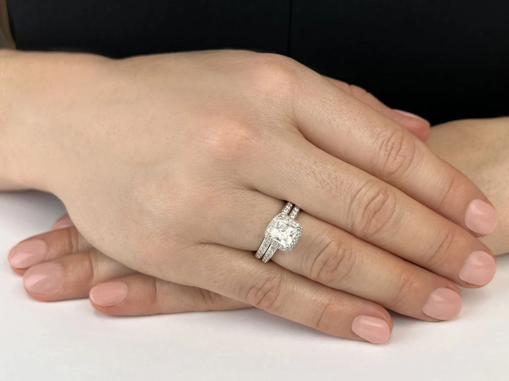 Forever Love Princess Cut Diamond Halo Lab-Grown Diamond Bridal Set with 1.88 ct. (1.25 ct. center diamond) - Image 3