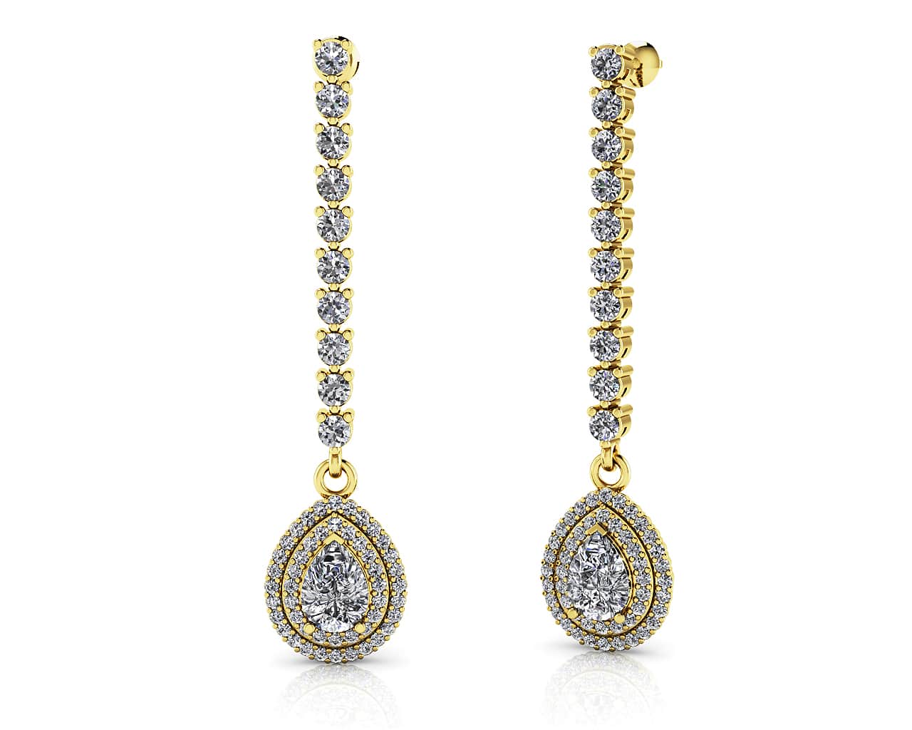 Forever Sparkling Diamond Pear Drop Diamond Earrings with 2.48 ct.(finished) 7x5mm, 1mm, 2.3mm - Image 2