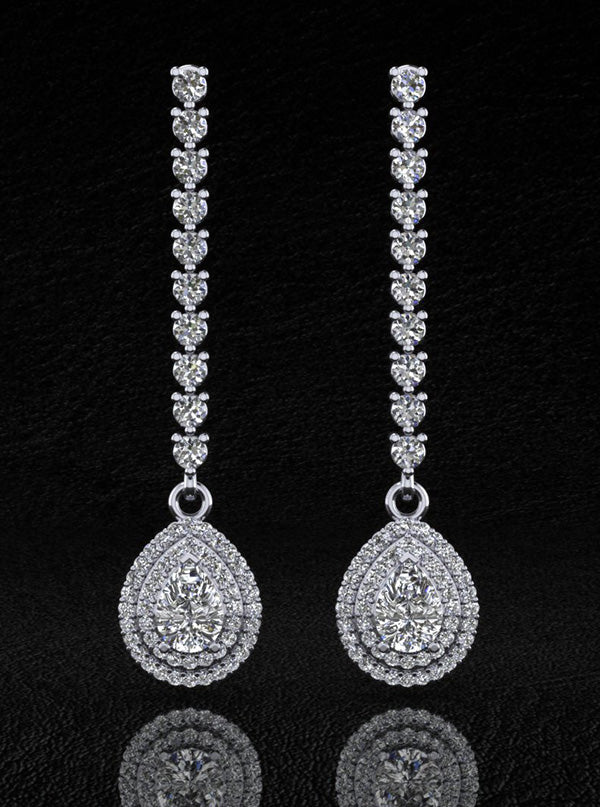 Forever Sparkling Diamond Pear Drop Lab-Grown Diamond Earrings with 2.48 ct.(finished) 7x5mm, 1mm, 2.3mm - Image 5