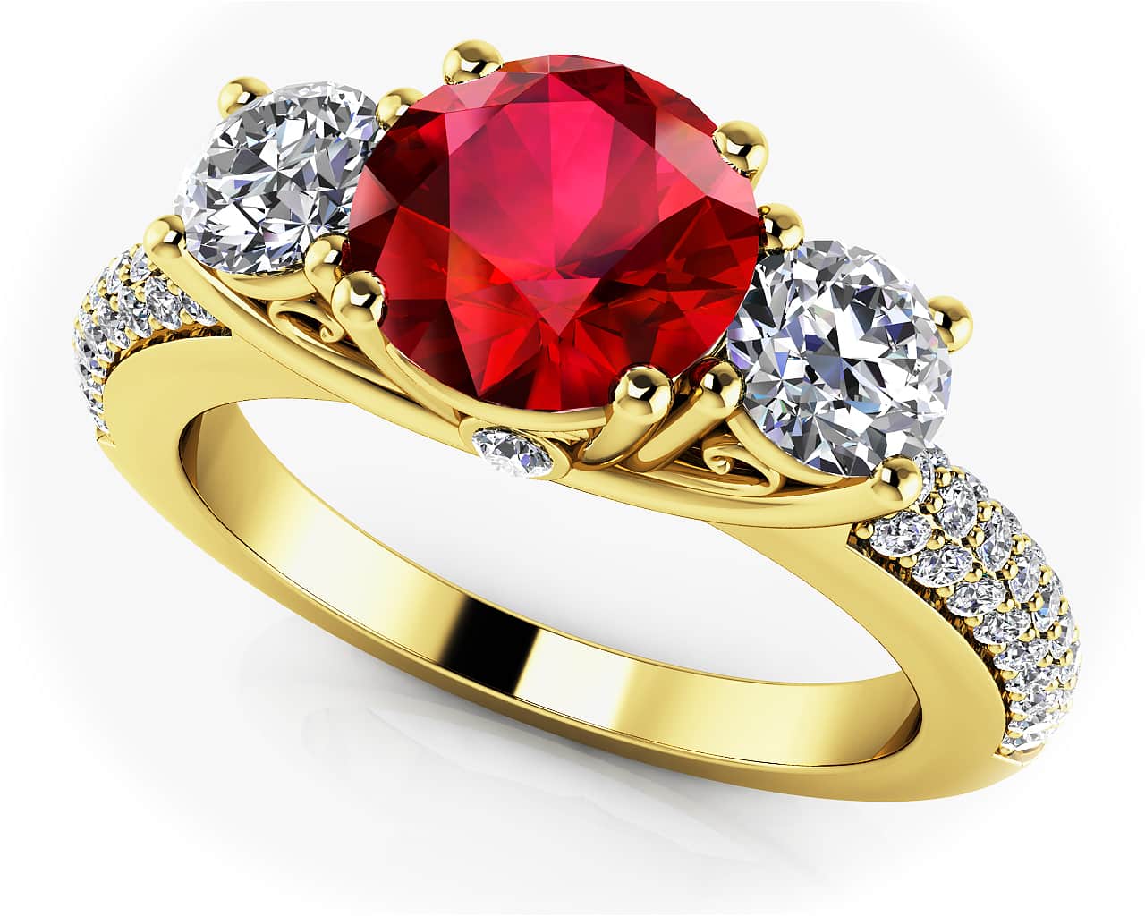Forever Yours Three Stone Lab-Grown Diamond Ring with 1.76 ct.(finished) Emerald - Image 2