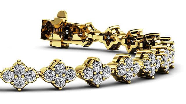 Four Clover Diamond Tennis Diamond Bracelet with 2.73 ct.(finished) 1.75mm - Image 2