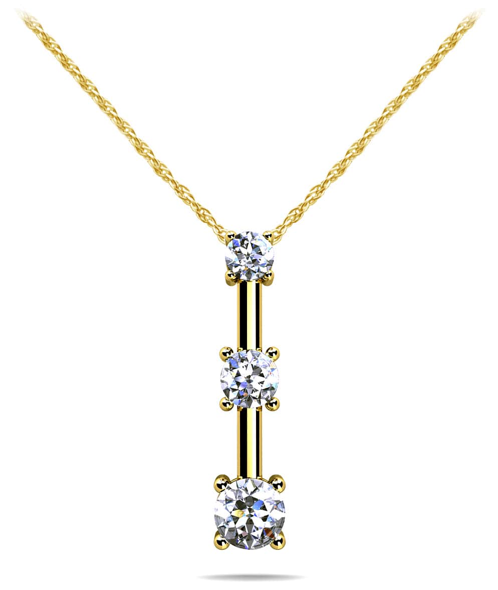 Four Prong 3 Stone Drop Diamond Pendant with 0.27 ct.(finished) 2.2mm, 2.8mm, 3.4mm - Image 2