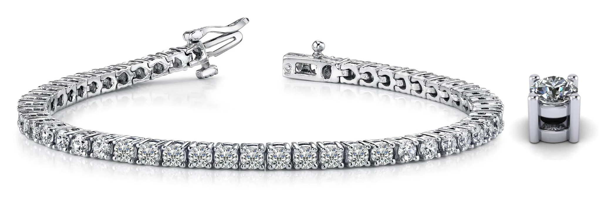 Four Prong Classic Diamond Tennis Bracelet with 3.05 ct.(finished) 2.4mm - Image 5