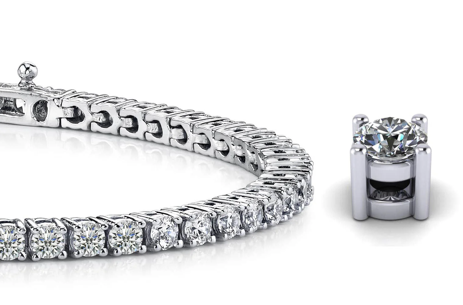 Four Prong Classic Diamond Tennis Bracelet with 5.09 ct.(finished) 2.9mm