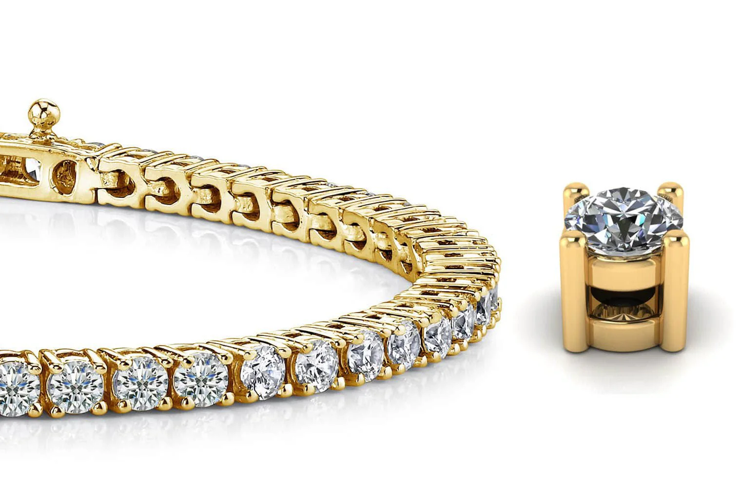 Four Prong Classic Lab-Grown Diamond Tennis Bracelet with 10.40 ct.(finished) 4.1mm - Image 2