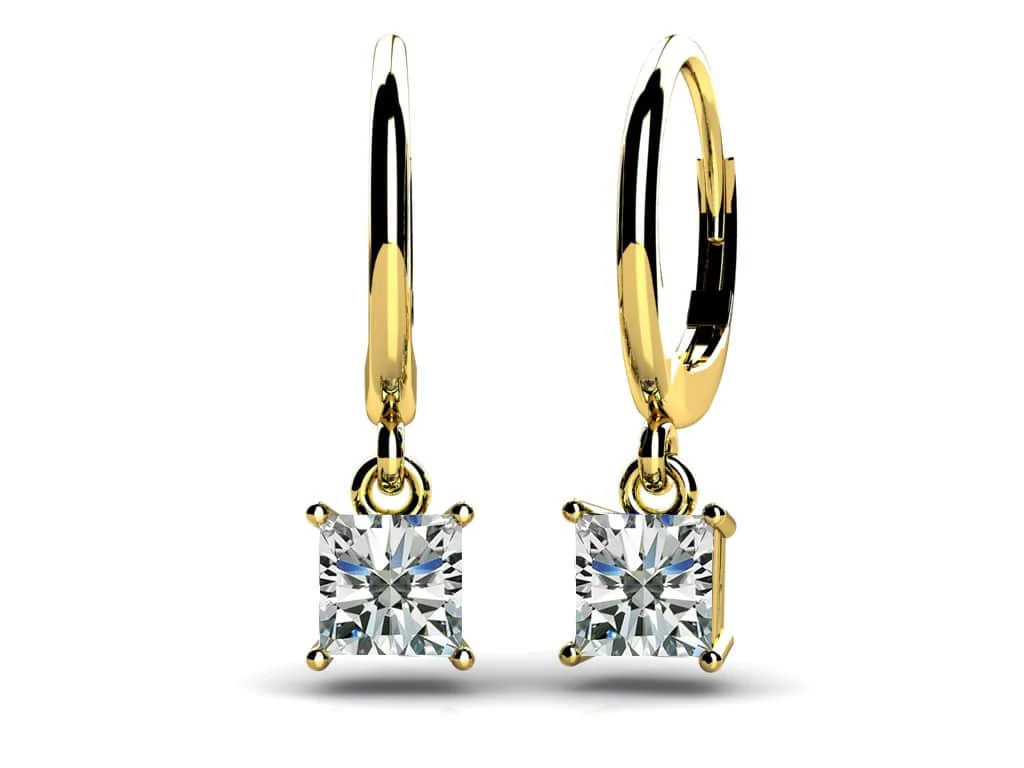 Four Prong Princess Cut Diamond Drop Lab-Grown Diamond Earrings with 1.20 ct.(finished) 4.7mm - Image 2