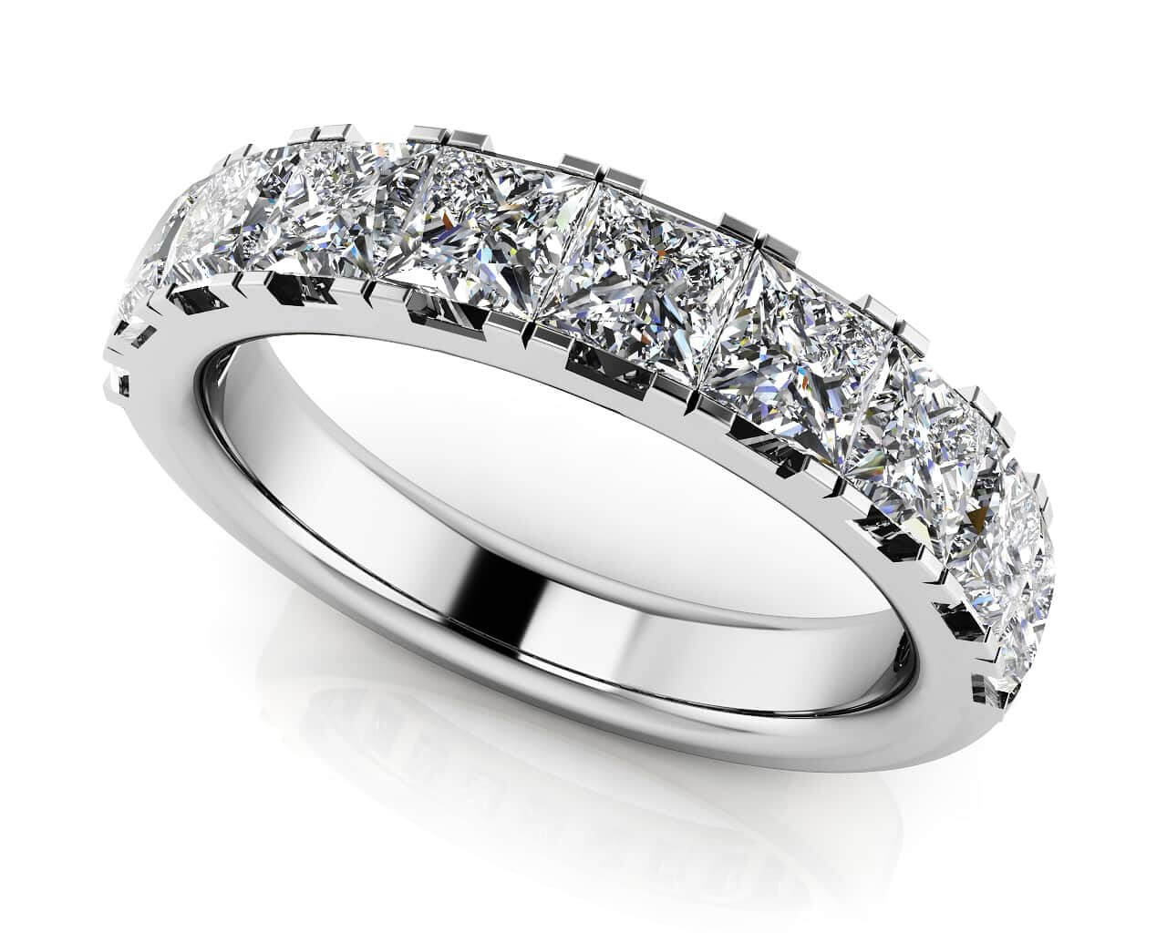 Four Prong Princess Cut Diamond Square Frame Diamond Ring with 1.32 ct.(finished) 2.7mm