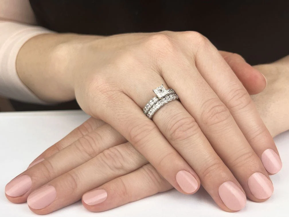 Four Prong Princess Cut Diamond Square Frame Ring Lab-Grown Diamond  with 2.08 ct.(finished) 3.5mm - Image 3