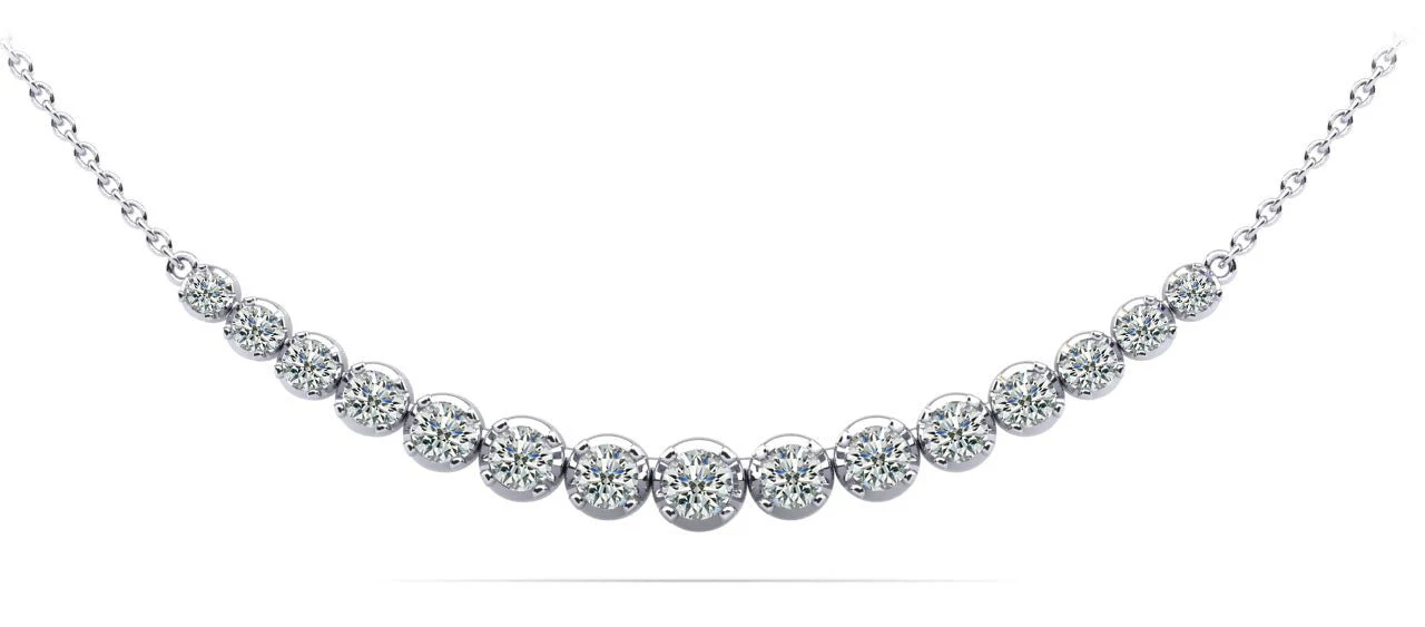 Four Prong Strand Necklace With Graduated Diamonds And Diamond Chain  with 1.12 ct.(finished) - Image 3