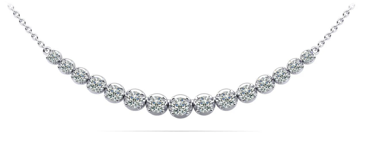 Four Prong Strand Necklace With Graduated Diamonds And Chain Lab-Grown Diamond with 1.12 ct.(finished)