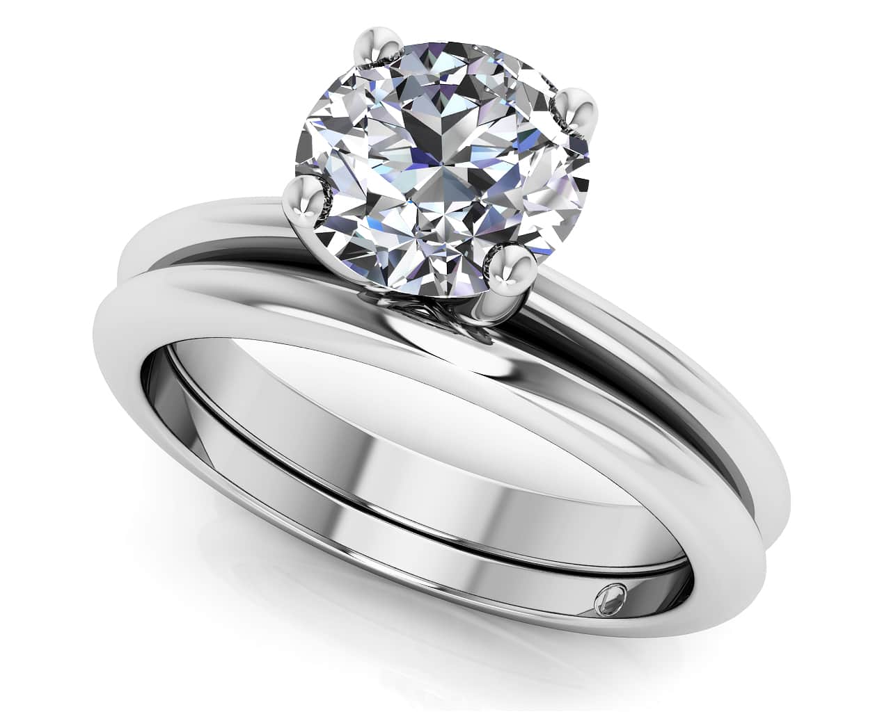 Four Prong Timeless Solitaire Diamond Bridal Set Diamond with 0.25 ct.(finished) 4mm