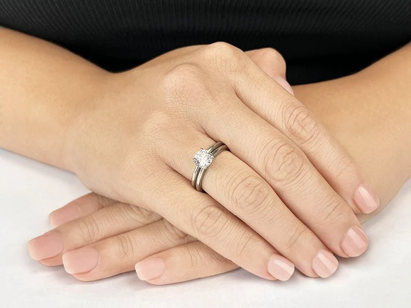 Four Prong Timeless Solitaire Diamond Bridal Set Diamond with 1.25 ct.(finished) 7mm - Image 3