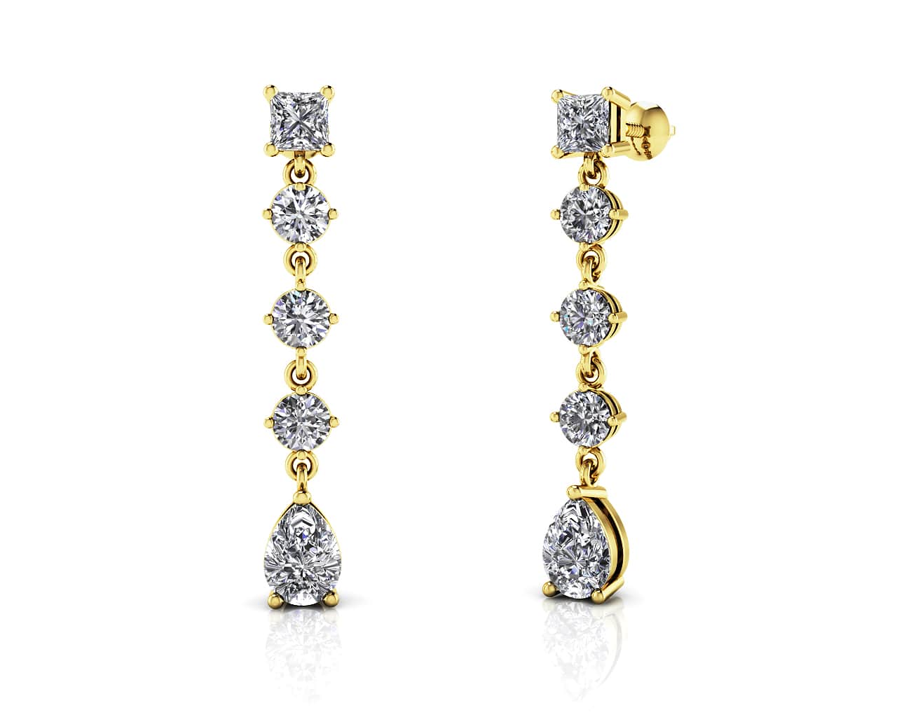Gala Multi Shape  Lab-Grown Diamond Earrings with 2.40 ct.(finished) 6x4mm, 3.5mm, 3.8mm - Image 2