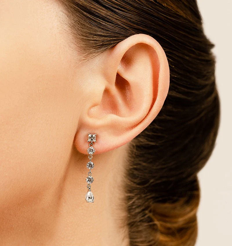 Gala Multi Shape  Lab-Grown Diamond Earrings with 2.40 ct.(finished) 6x4mm, 3.5mm, 3.8mm - Image 4