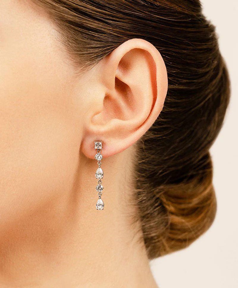 Glamorous Alternating Diamonds Drop Diamond Earrings with 2.58 ct.(finished) 6x4mm, 3.5mm, 3.8mm - Image 4