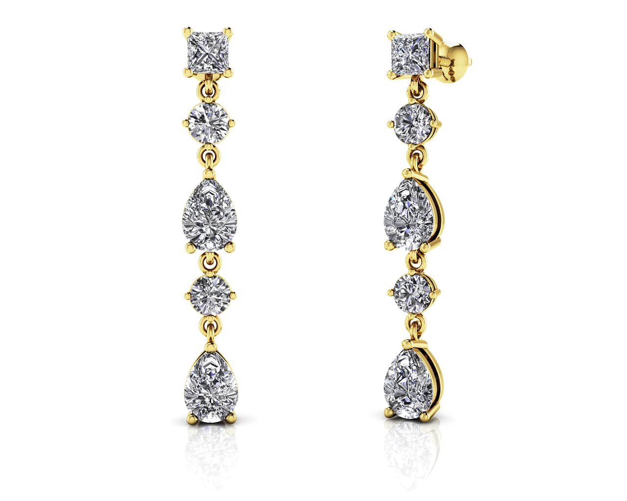 Glamorous Alternating Diamonds Drop Lab-Grown Diamond Earrings with 2.58 ct.(finished) 6x4mm, 3.5mm, 3.8mm - Image 2
