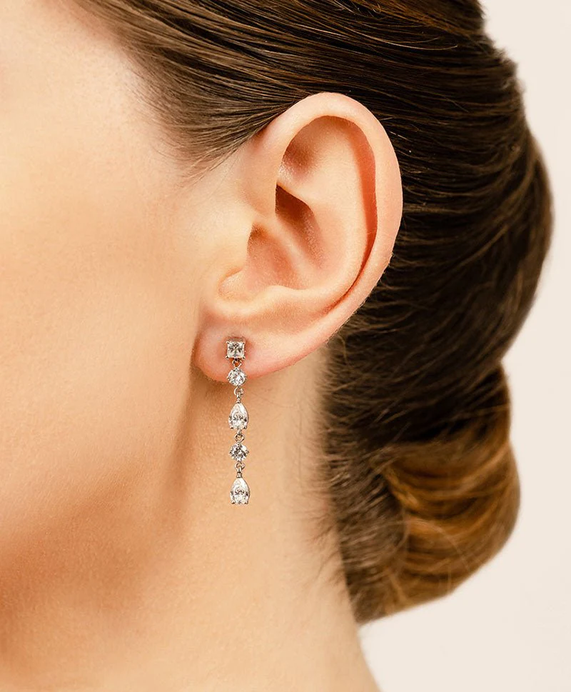 Glamorous Alternating Diamonds Drop Lab-Grown Diamond Earrings with 2.58 ct.(finished) 6x4mm, 3.5mm, 3.8mm - Image 4