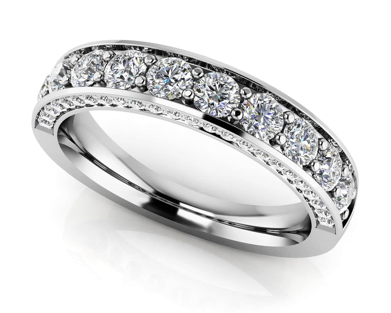 Glamorous Anniversary Ring With Side Stones Diamond with 0.76 ct.(finished) 1mm, 2.2mm