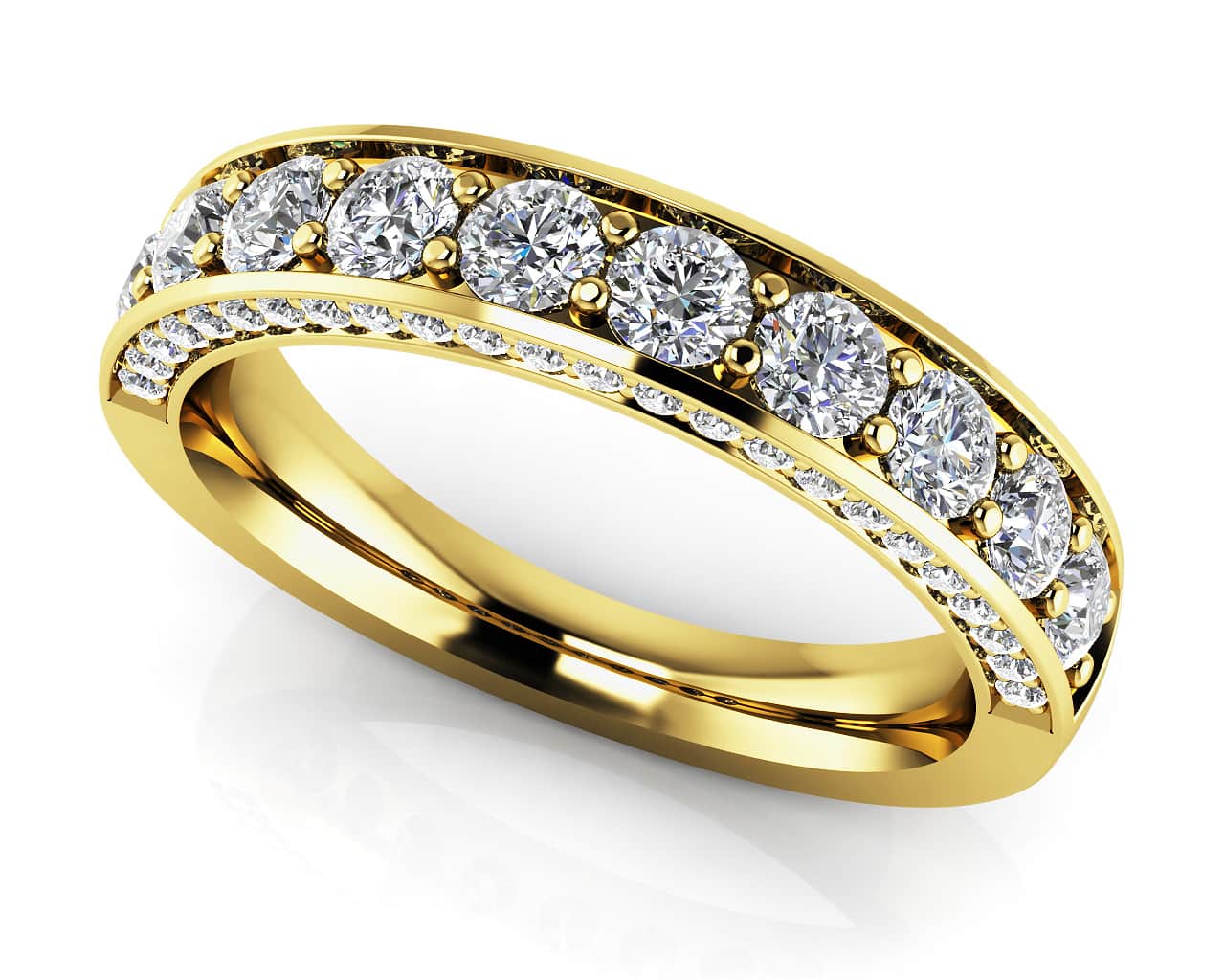 Glamorous Anniversary Ring With Side Stones Diamond with 1.35 ct.(finished) 1mm, 3.3mm - Image 2