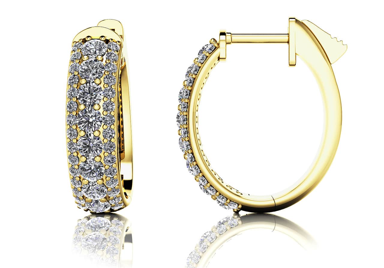 Glamorous Diamond Oval Hoop Lab-Grown Diamond Earrings with 1.44 ct.(finished) 1.2mm, 2.5mm - Image 2