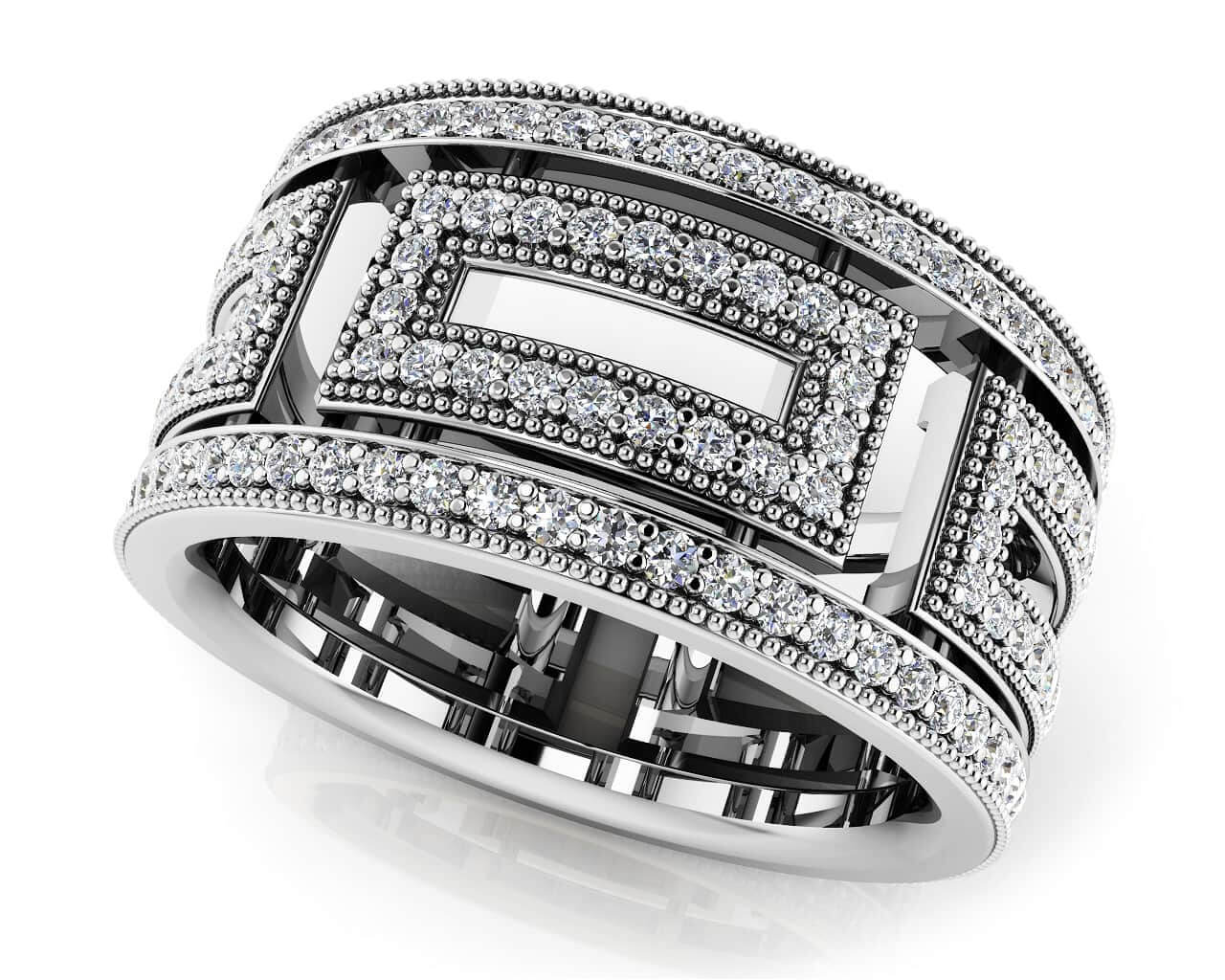 Glamorous Milgrain Diamond Eternity Ring with 1.11 ct.(finished) 1mm