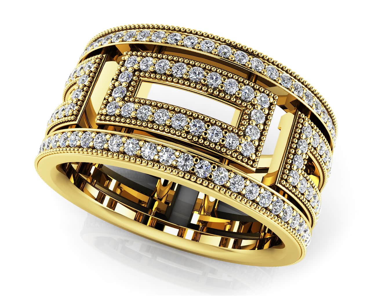 Glamorous Milgrain Diamond Eternity Ring with 1.11 ct.(finished) 1mm - Image 2