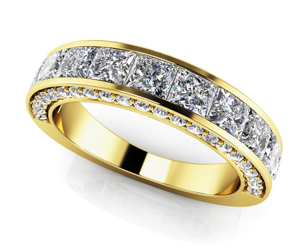 Glamorous Princess And Round Anniversary Diamond Ring with 1.65 ct.(finished) 1.1mm, 2.5mm - Image 2