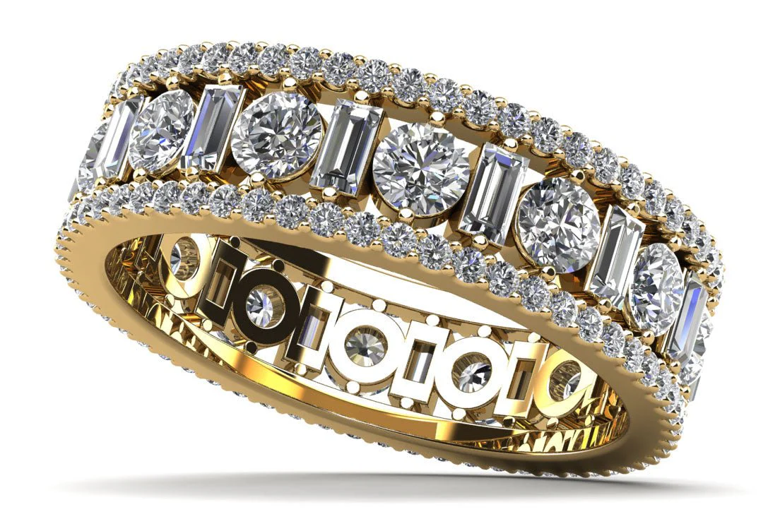 Glamorous Round and Baguette Diamond Eternity Diamond Ring with 2.90 ct.(finished) 3x1.5mm, 1mm, 3mm - Image 2