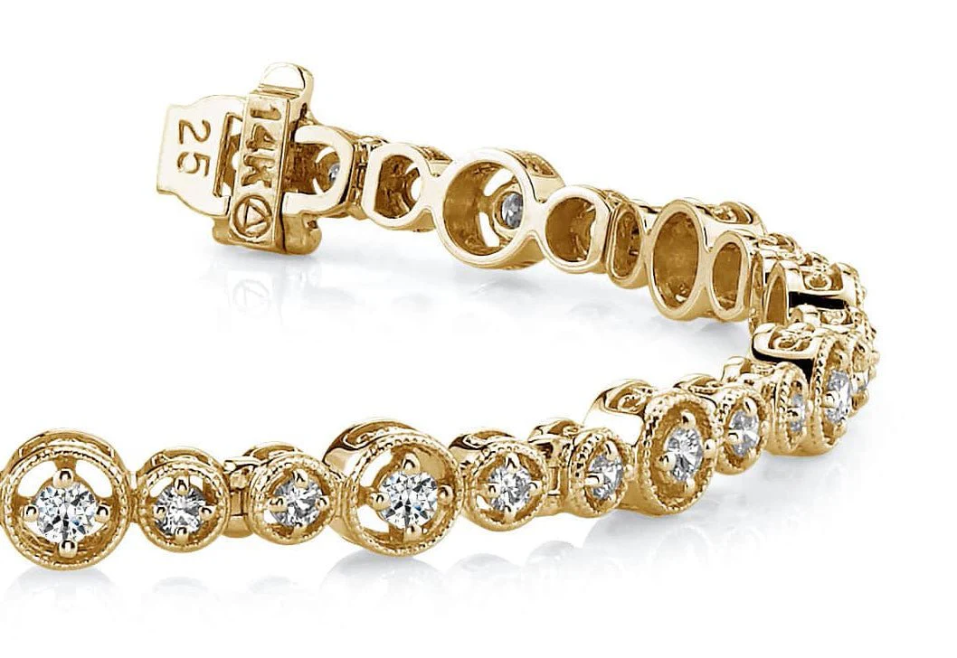 Graduated Antique Diamond Bracelet with 1.76 ct.(finished) 2mm, 2.5mm - Image 2