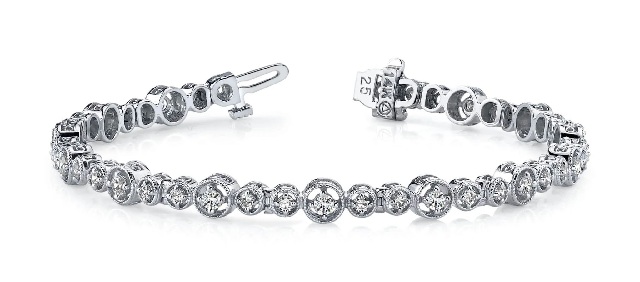 Graduated Antique Diamond Bracelet with 1.76 ct.(finished) 2mm, 2.5mm - Image 3