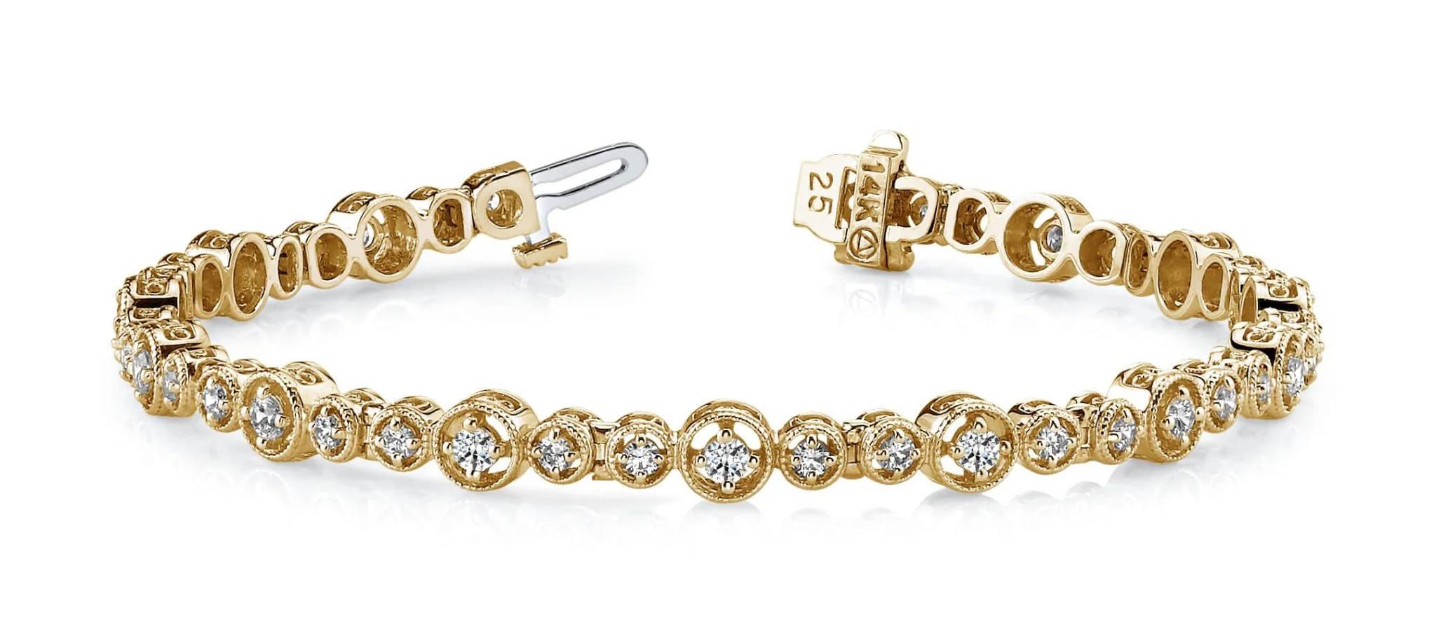 Graduated Antique Diamond Bracelet with 1.76 ct.(finished) 2mm, 2.5mm - Image 4